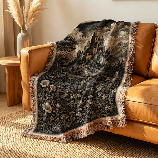 The Shadowed Mountain Castle Blanket