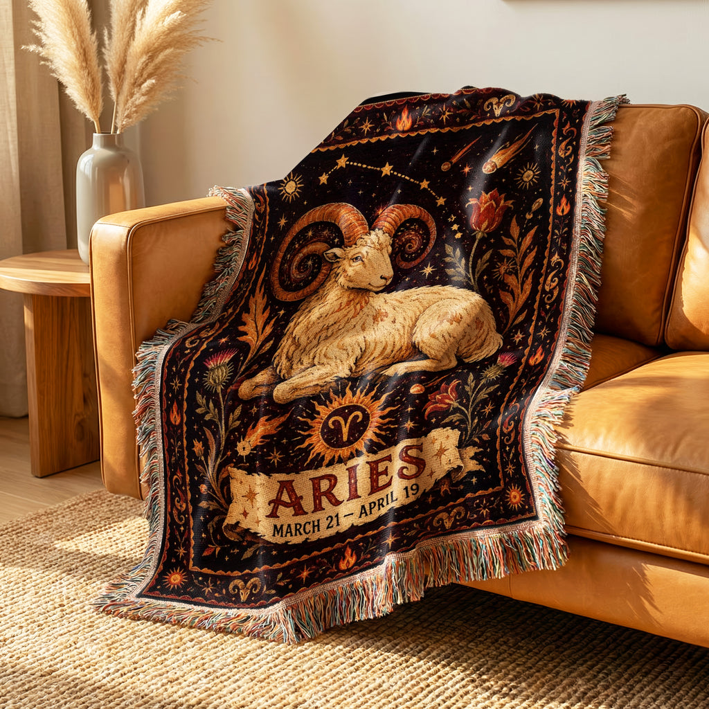 Aries Ember Ram Zodiac Blanket
