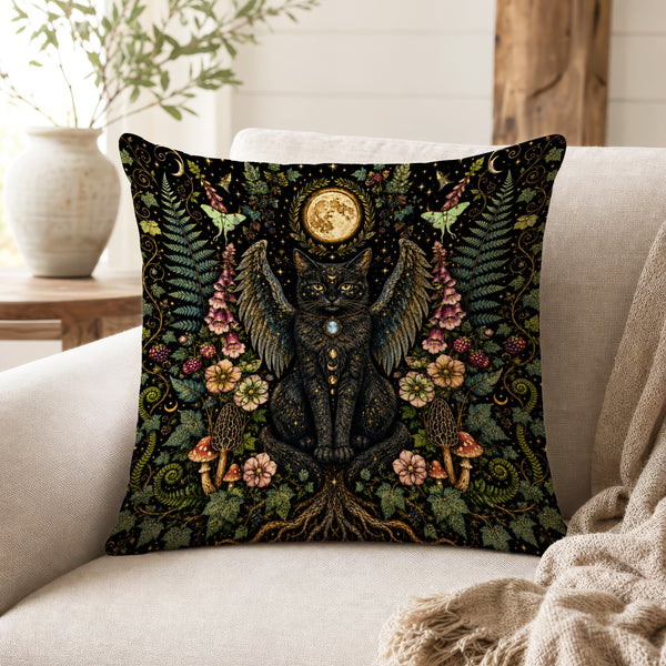 The Moonwing Familiar – Black Cat Fairy Pillow