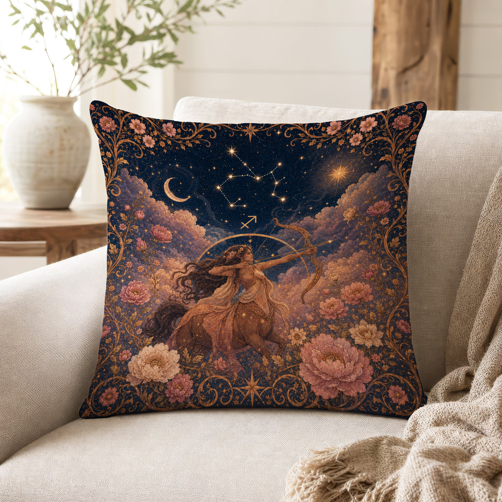The Celestial Archer – Sagittarius Zodiac Pillow