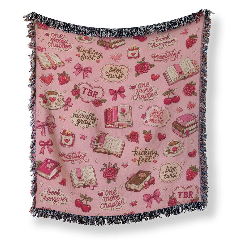Pink Book Lover Pattern Blanket