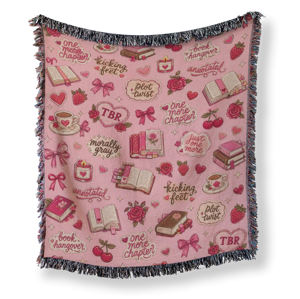 Pink Book Lover Pattern Blanket