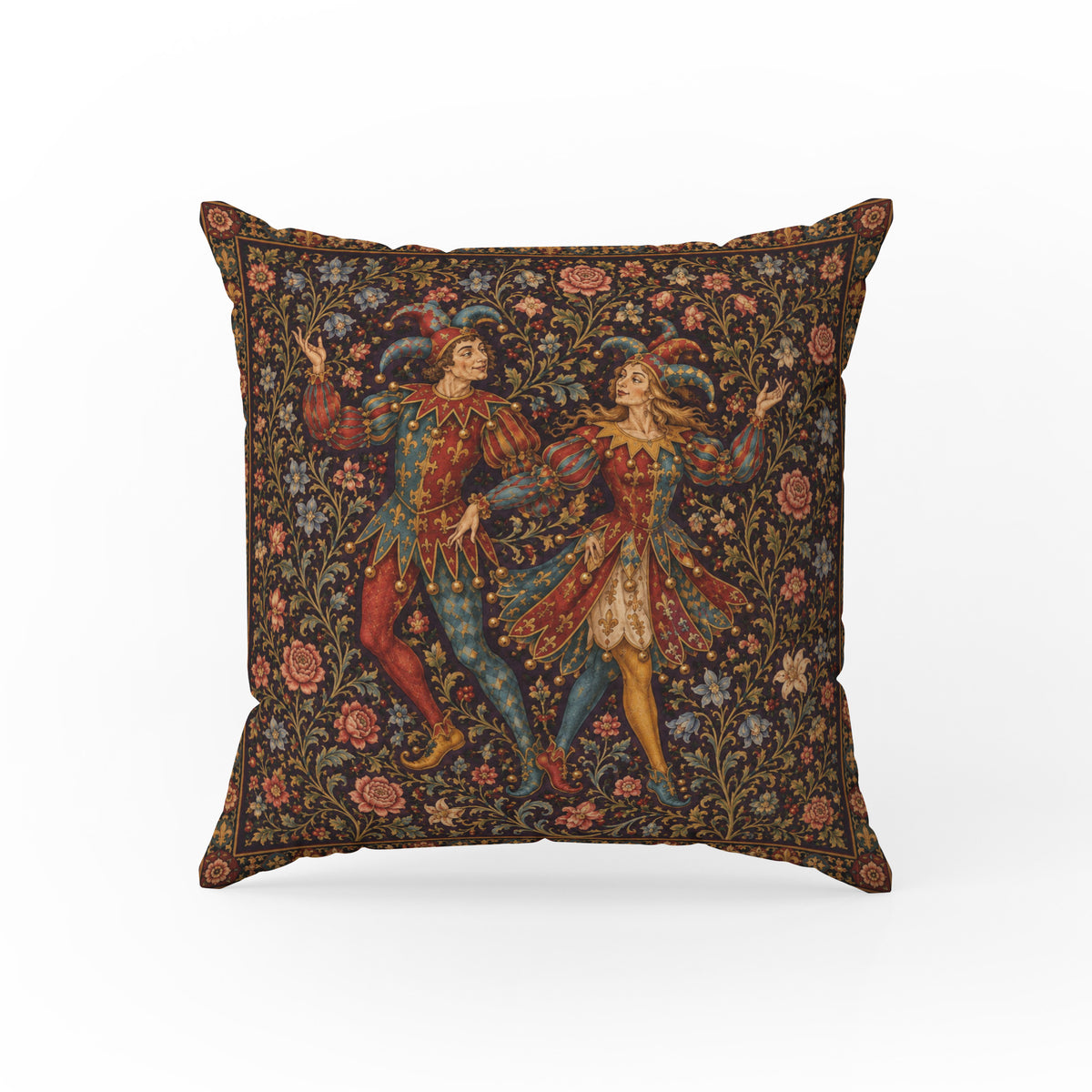 The Court Jesters – Medieval Tapestry Pillow Main image