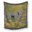 Sunlit Lily Pond Black Cat Blanket